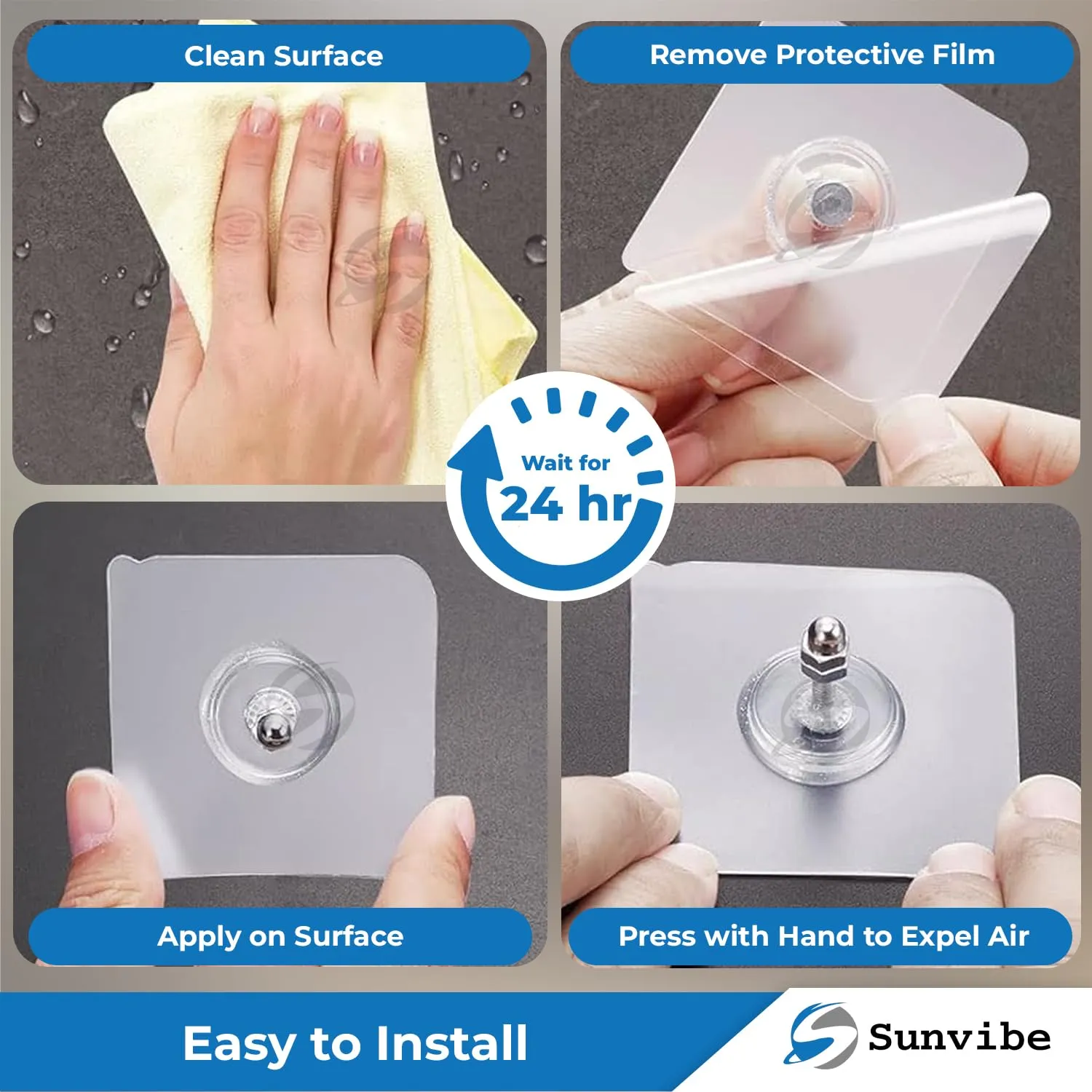 Adhesive Nail Wall Hooks for Hanging Kitchen Household and Bathroom Accessories (Pack of 10)