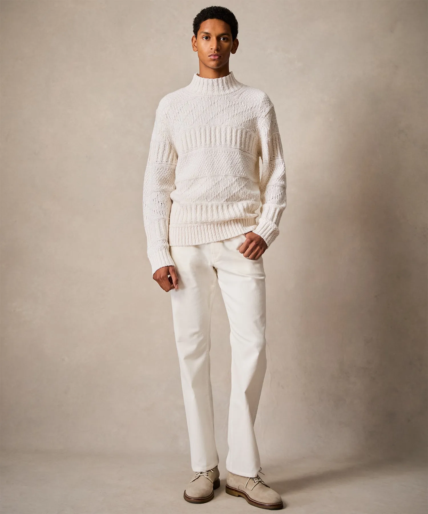 Aran Funnel Neck Sweater