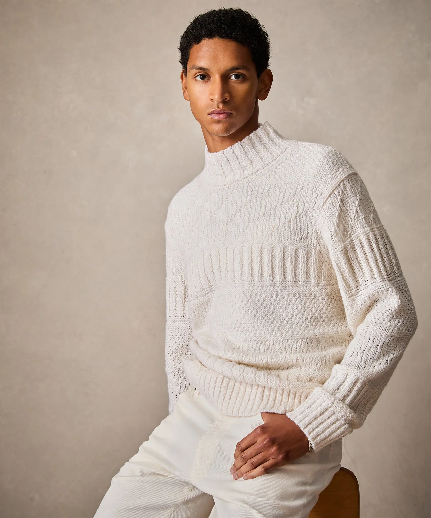 Aran Funnel Neck Sweater