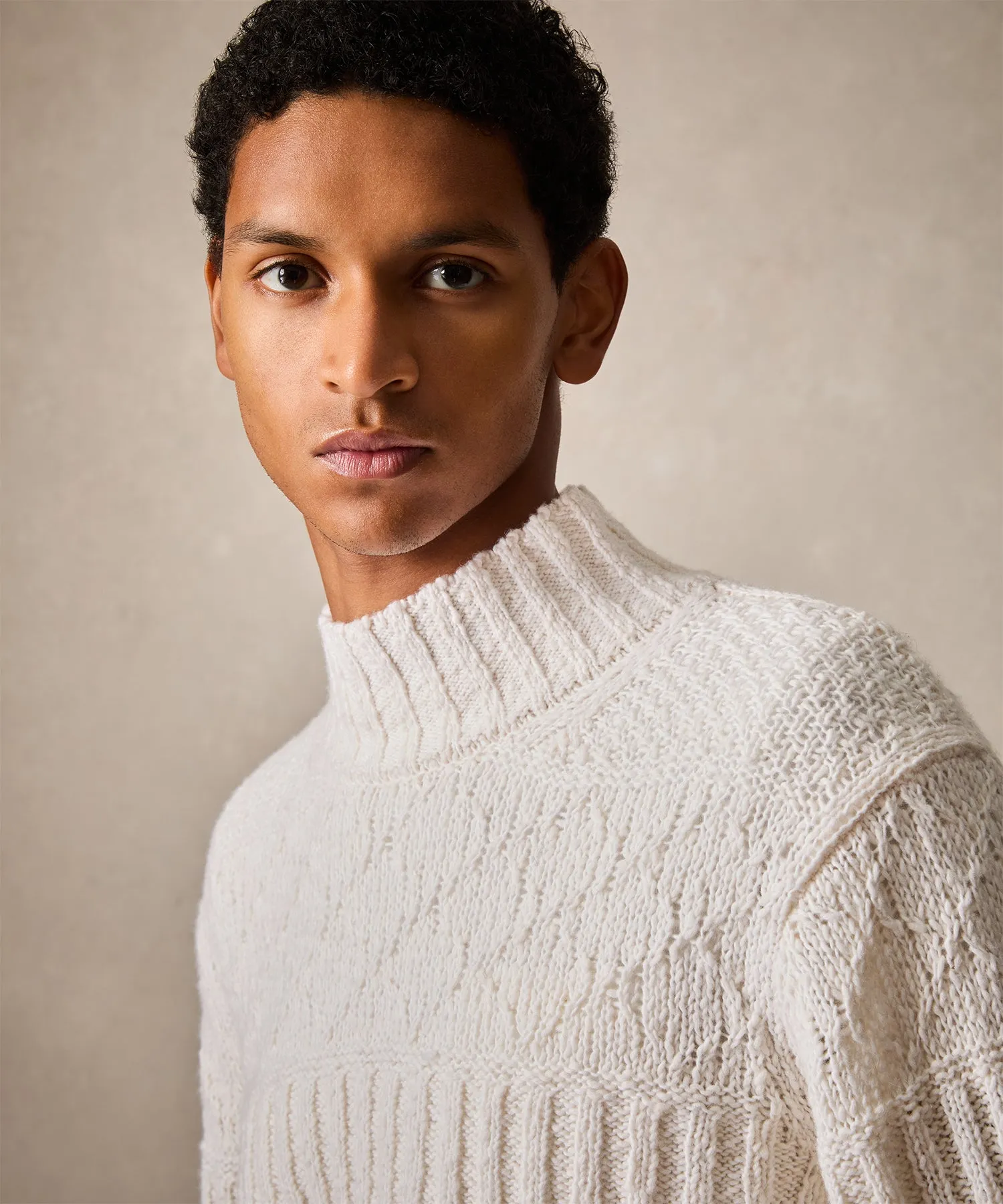 Aran Funnel Neck Sweater