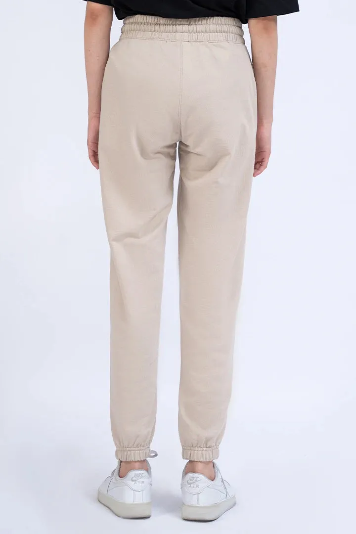 Beige Script Jogger Pants
