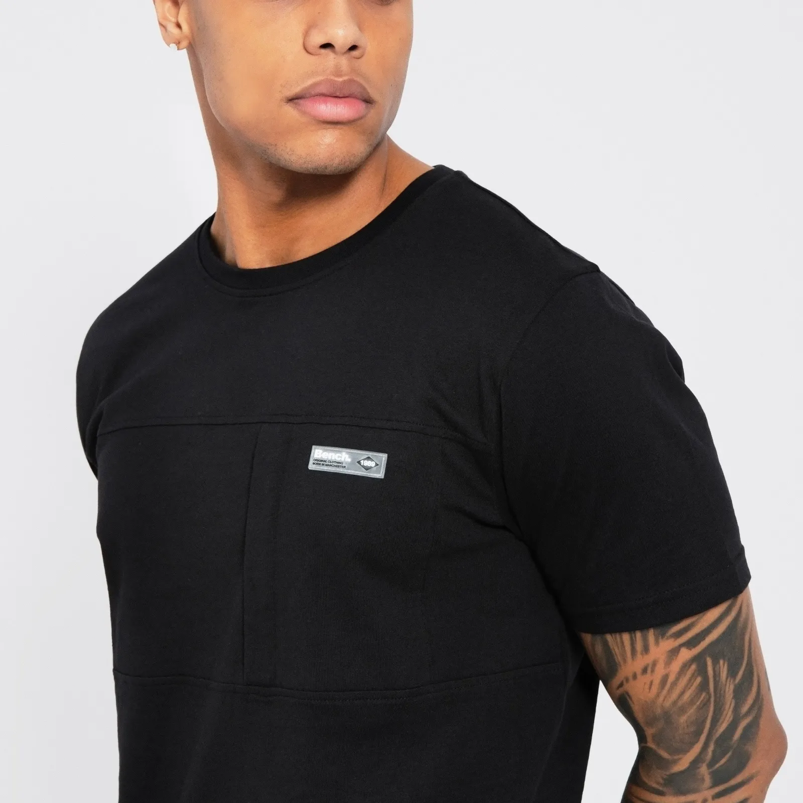 Bench Mens Algoda Crew Neck Short Sleeve Pocket T Shirt