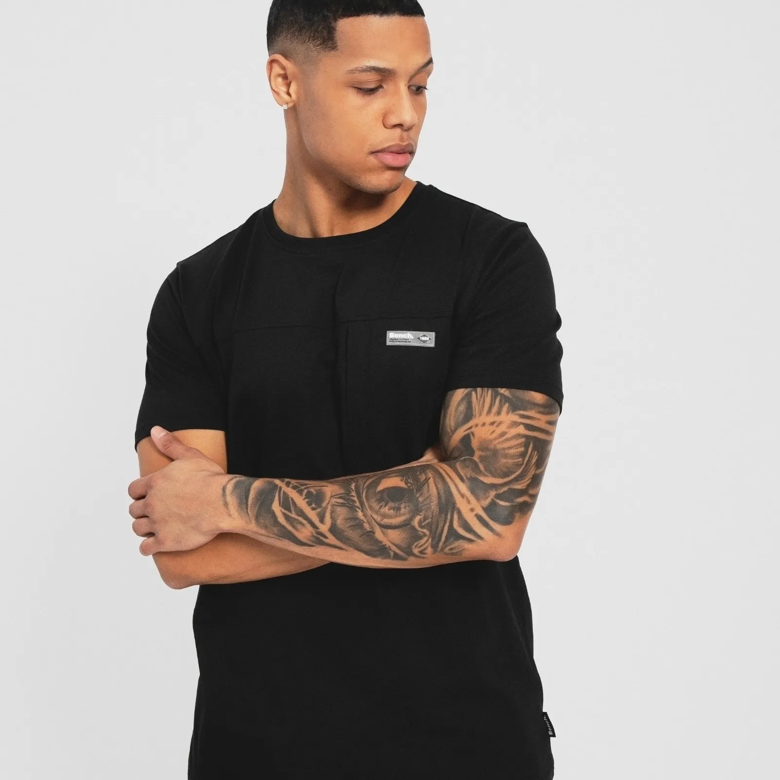 Bench Mens Algoda Crew Neck Short Sleeve Pocket T Shirt