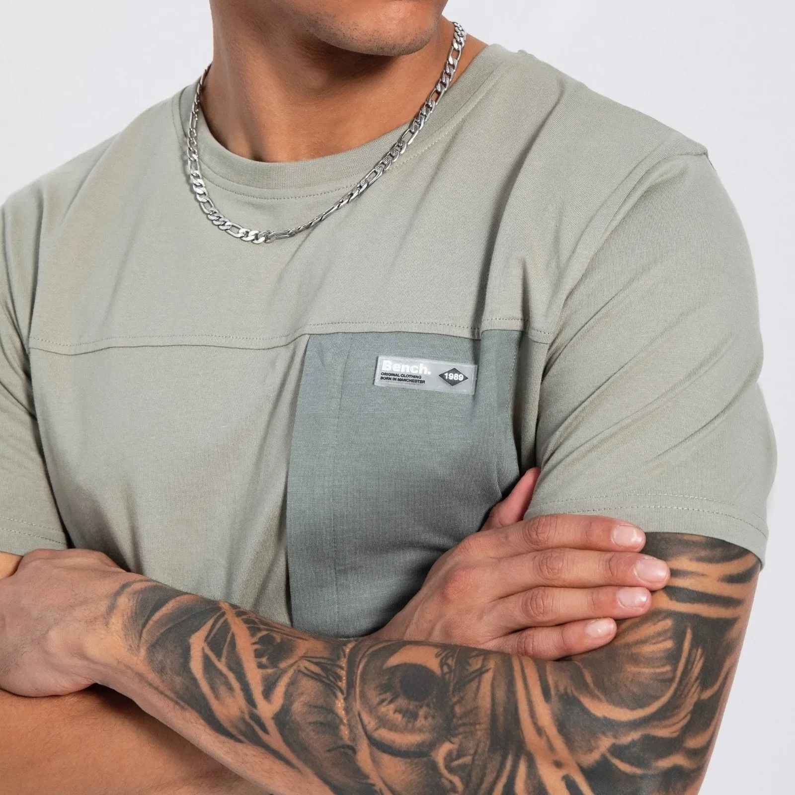 Bench Mens Algoda Crew Neck Short Sleeve Pocket T Shirt