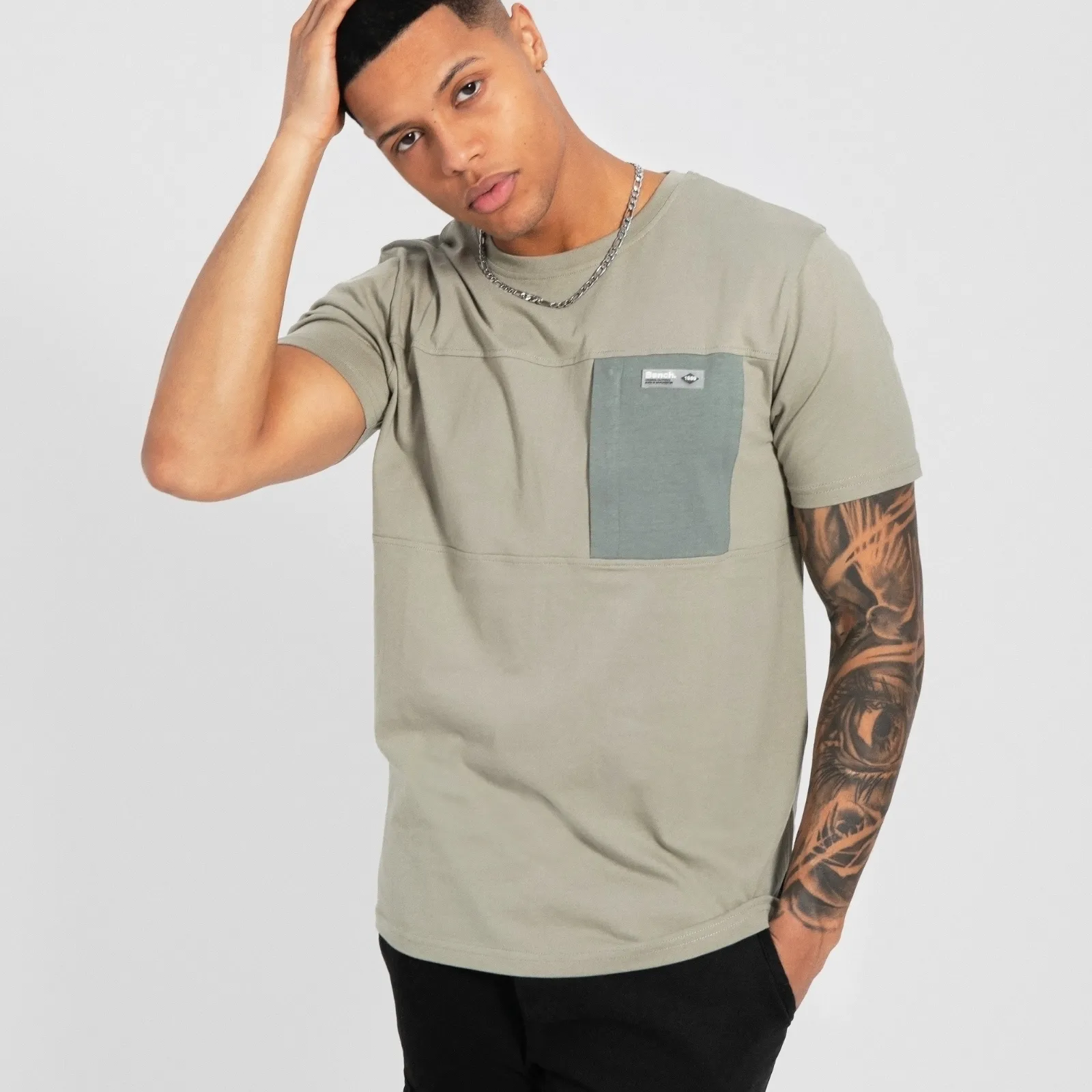 Bench Mens Algoda Crew Neck Short Sleeve Pocket T Shirt
