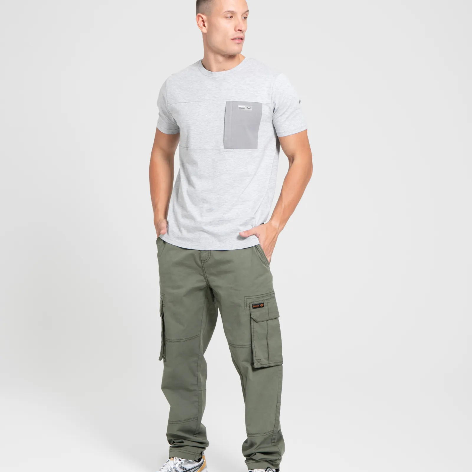 Bench Mens Algoda Crew Neck Short Sleeve Pocket T Shirt