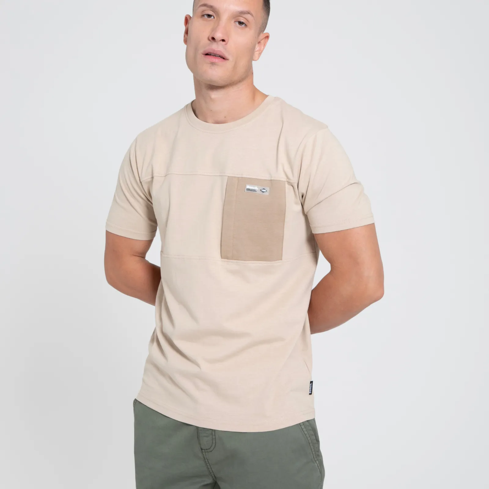 Bench Mens Algoda Crew Neck Short Sleeve Pocket T Shirt