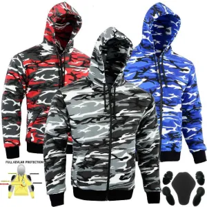 BGA Alpha Protective Motorcycle Hoodies Camo with CE Armour
