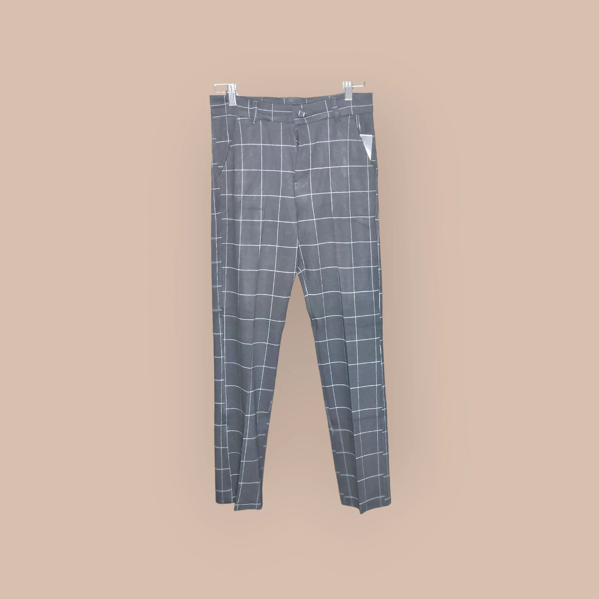 Black Big Checks Pants