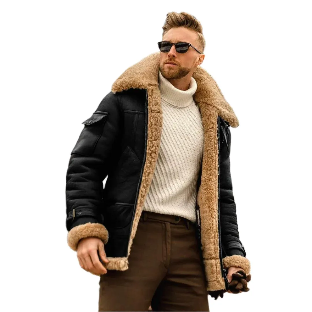 Cold Resistant Fur Integrated Men's Parkas Coat Thickened Faux Fur Cotton Jacket