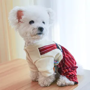 Elevate Your Pet's Style: Wine Red Striped Four-Legged Pants with High Waist Strap - Spring and Autumn Pet Apparel for Small to Medium Dogs