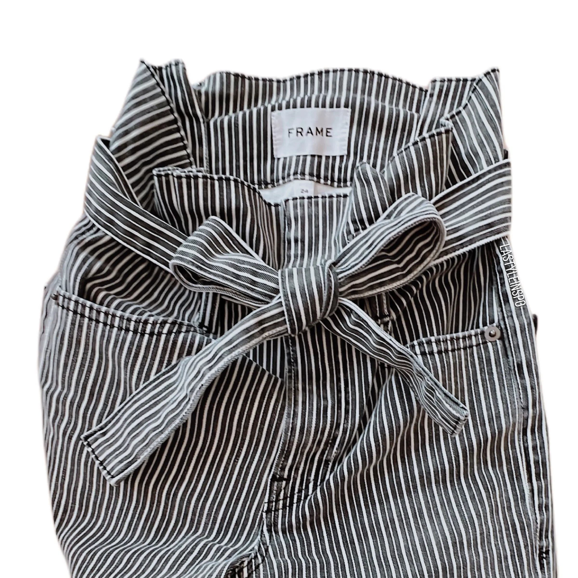 FRAME Stripped Casual Pants Ruffled High Wasted Size 24