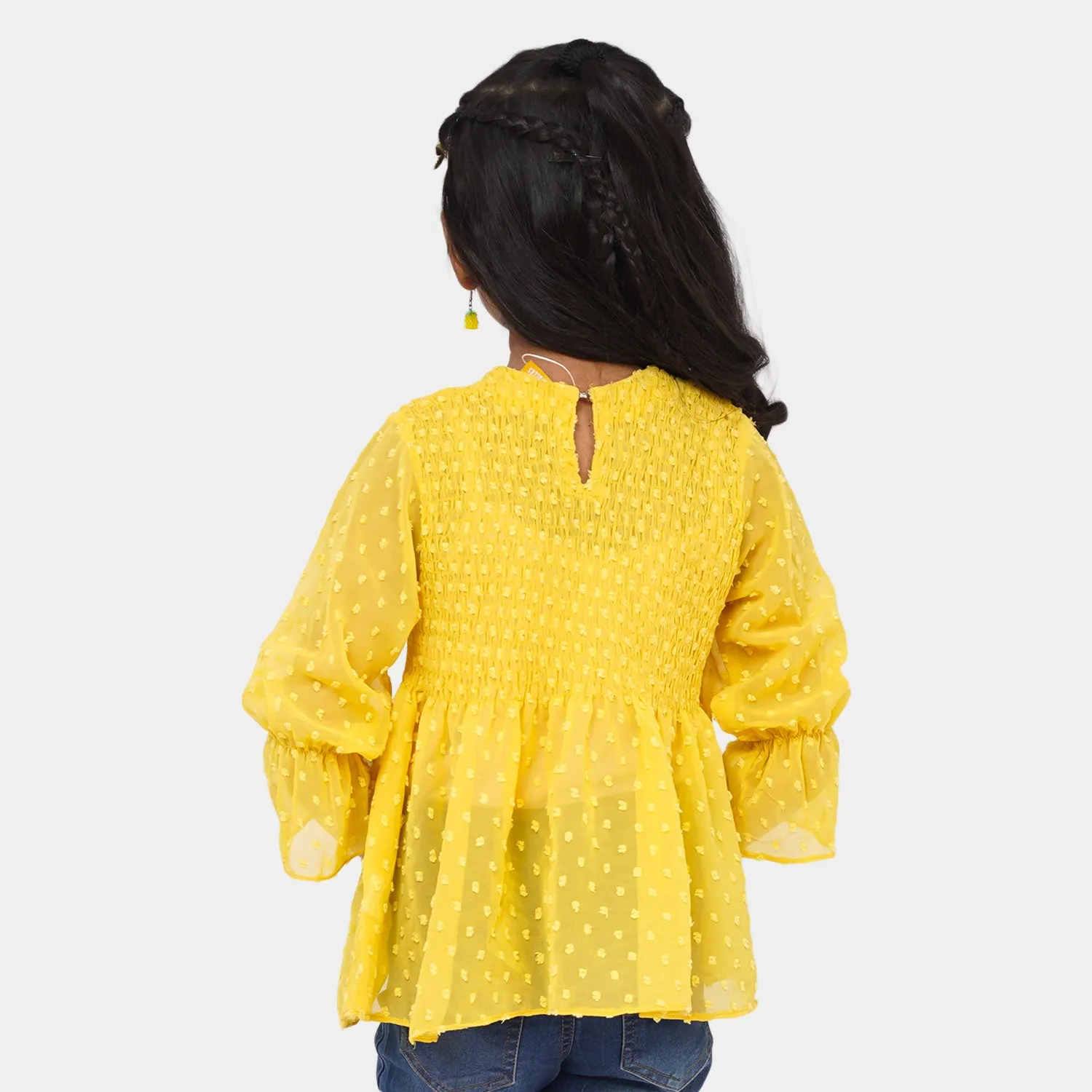 Girls Chiffon Casual Top Smoke - Yellow