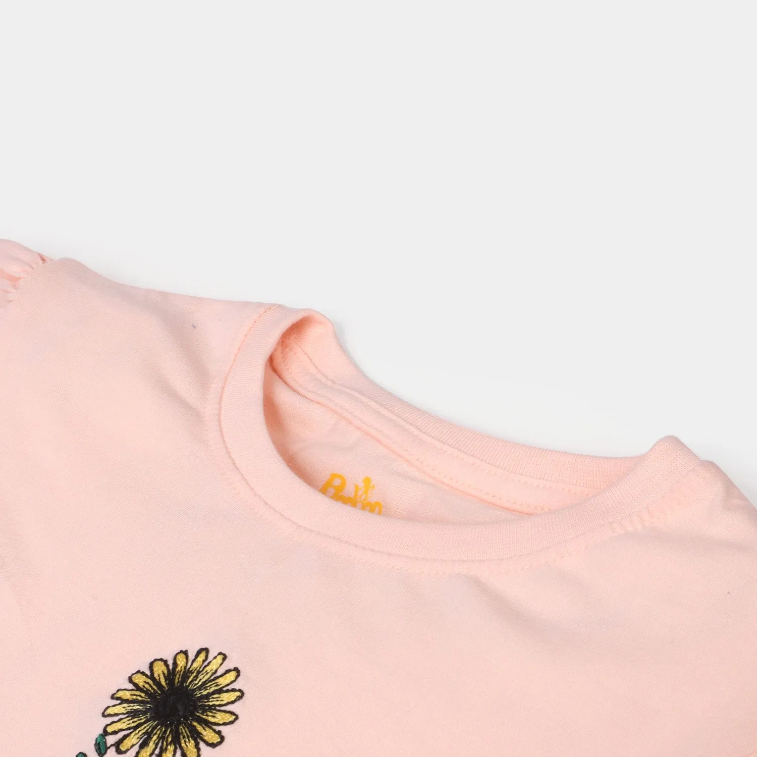 Girls Cotton T-Shirt Love Soul - Peach