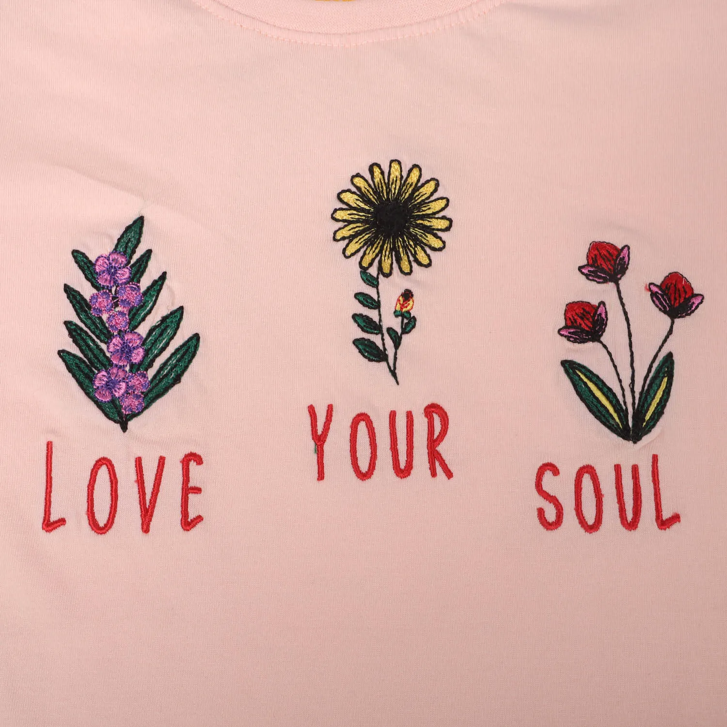 Girls Cotton T-Shirt Love Soul - Peach