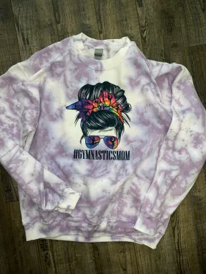 Gymnastics Mom Messy Bun dyed sweatshirt