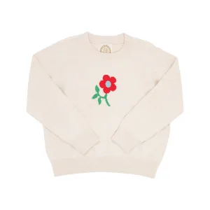 Isabelle's Intarsia Sweater - Sandy Springs Stone with Flower Intarsia
