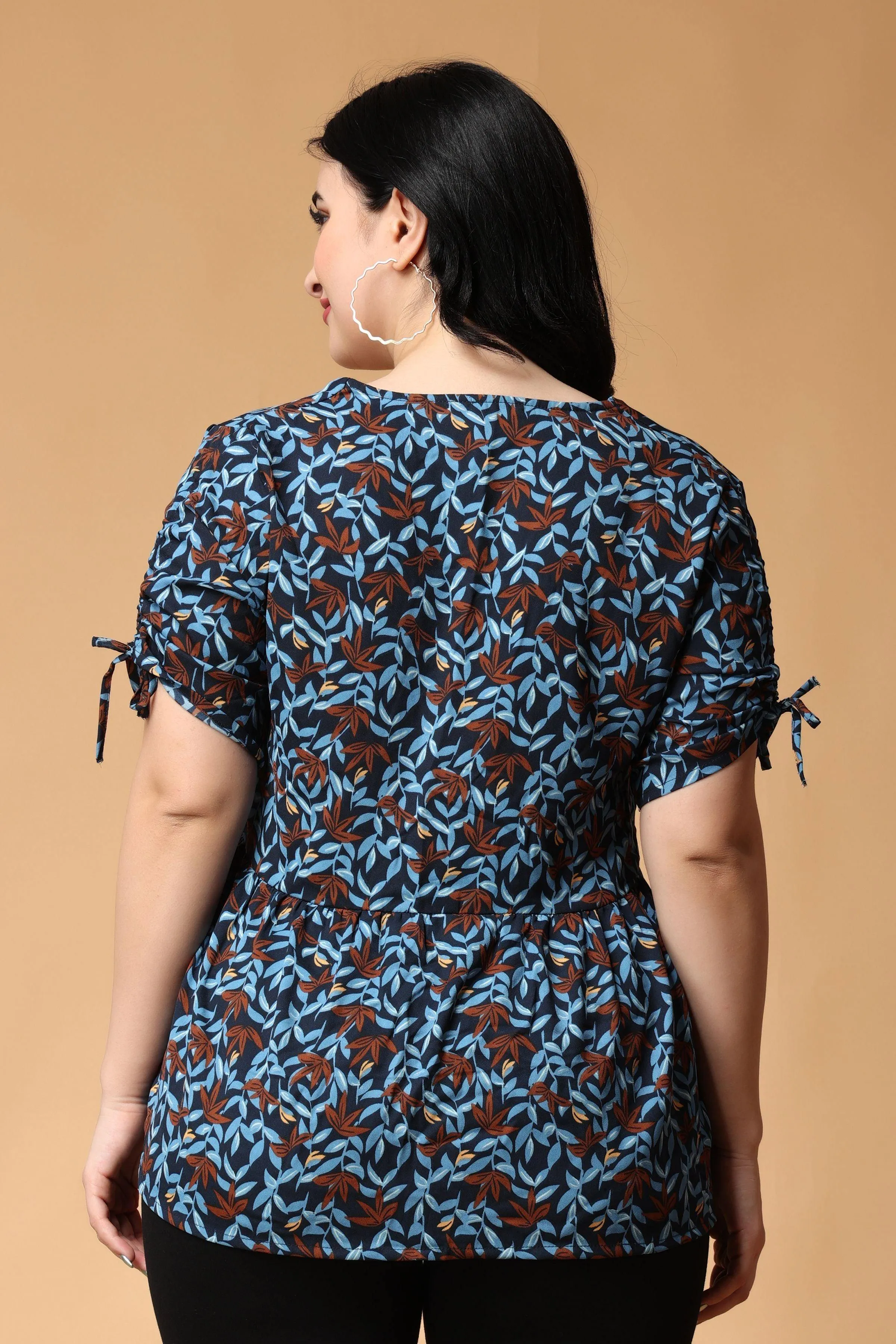 Leaves Printed Top with Front Buttons