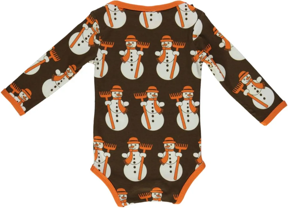 Long-sleeved baby body with snowmen