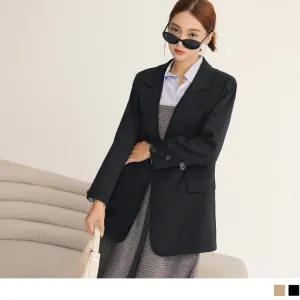 LONGLINE TUNIC BUTTON SUIT COLLAR SUIT JACKETS