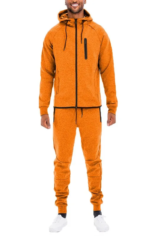 Men's Active Wear Lime Green Zipper Jacket & Pants Tracksuit
