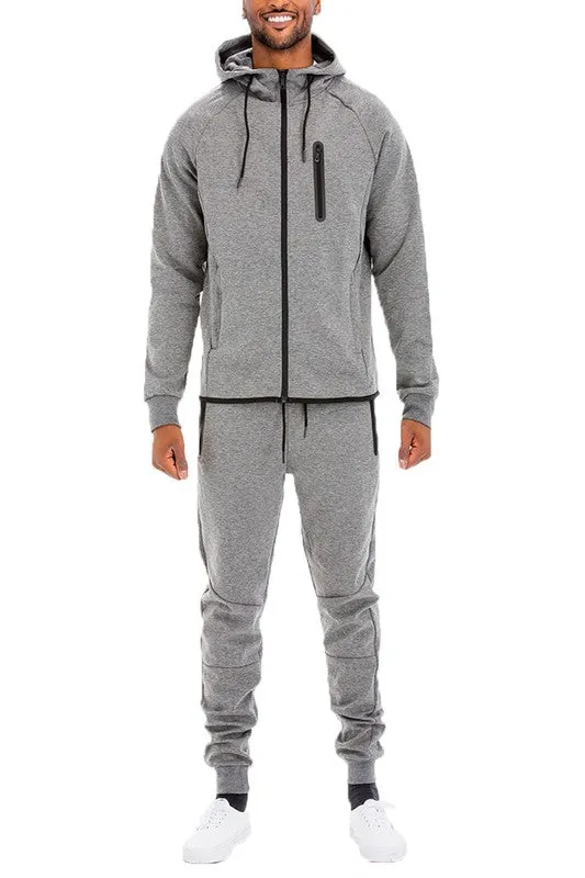 Men's Active Wear Lime Green Zipper Jacket & Pants Tracksuit