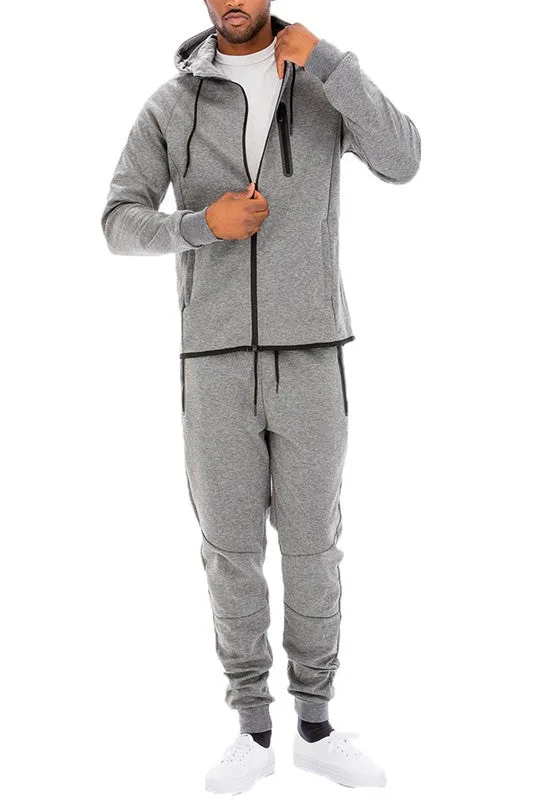Men's Active Wear Lime Green Zipper Jacket & Pants Tracksuit