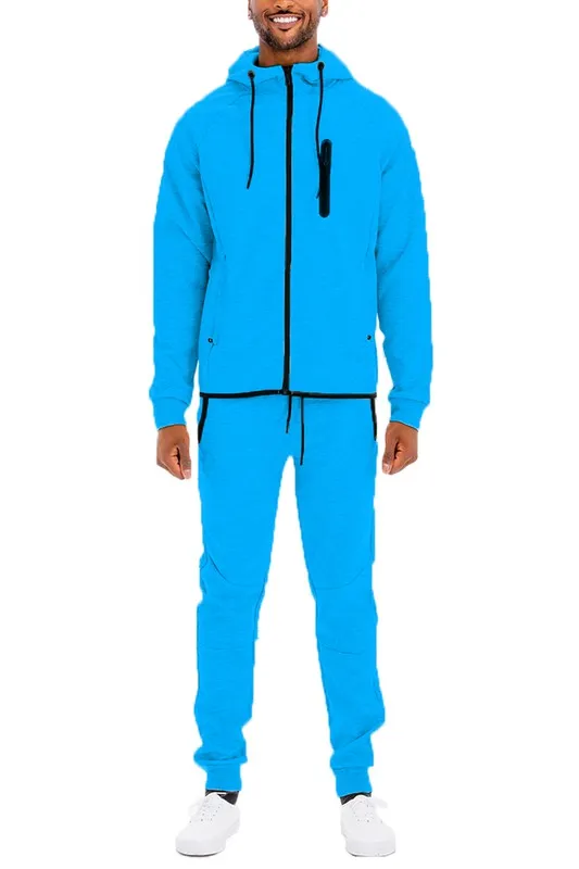 Men's Active Wear Lime Green Zipper Jacket & Pants Tracksuit