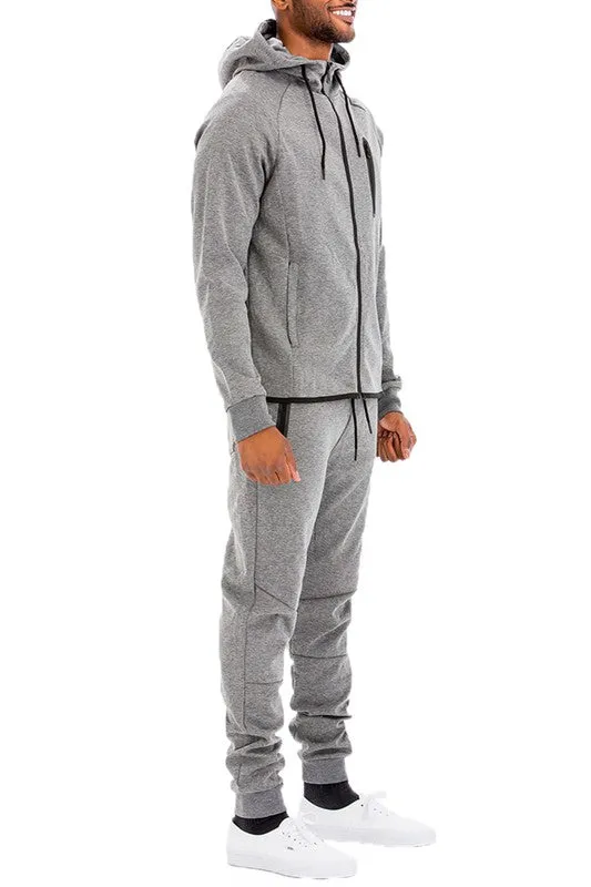 Men's Active Wear Lime Green Zipper Jacket & Pants Tracksuit