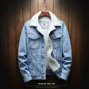 Men's Sherpa Denim Winter Jacket