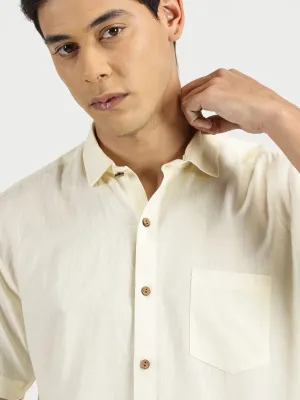 Off-white Slub Soft Cotton Halfsleeves Shirt