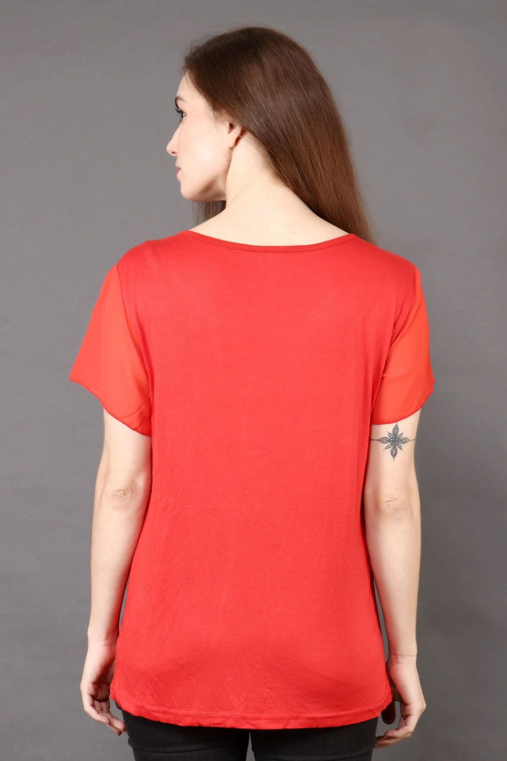 Orange Solid Top with Front Frill
