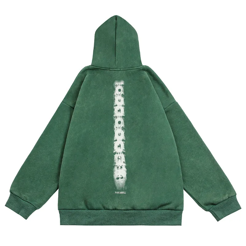 PopFlying Oversize Washed Graphic Hoodie Skeleton