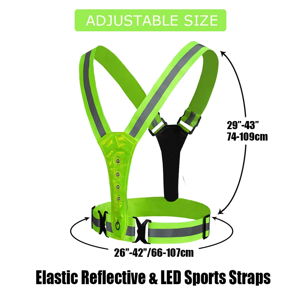 SMASYS Fluorescent Adjustable Belt Led Light Sport Running Safety Vests