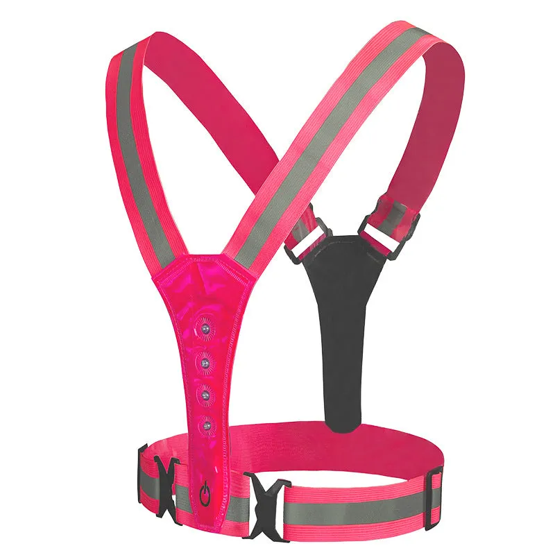 SMASYS Fluorescent Adjustable Belt Led Light Sport Running Safety Vests