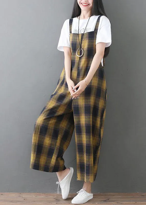 stylish cotton casual wild sleeveless jumpsuit crop pants