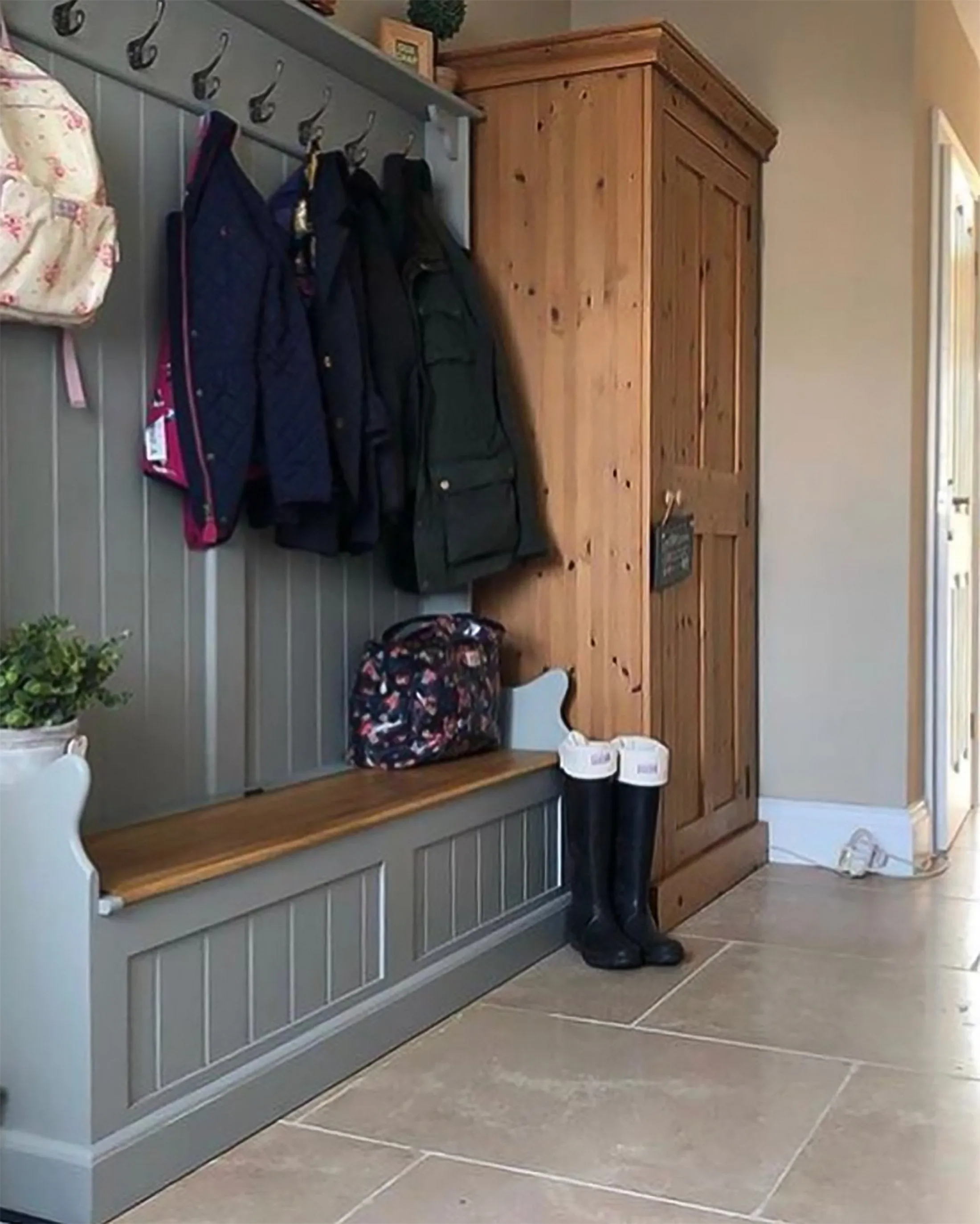 Tall Monks Bench with Oak Storage Seat