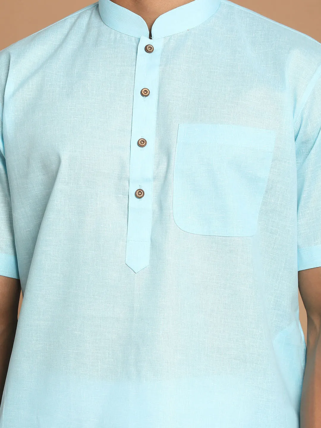 VASTRAMAY Men's Aqua Bule Kurta Set