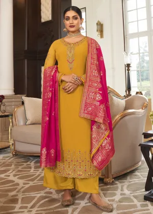 Wedding Party Elegant Yellow Thread & Zari Salwar Suit