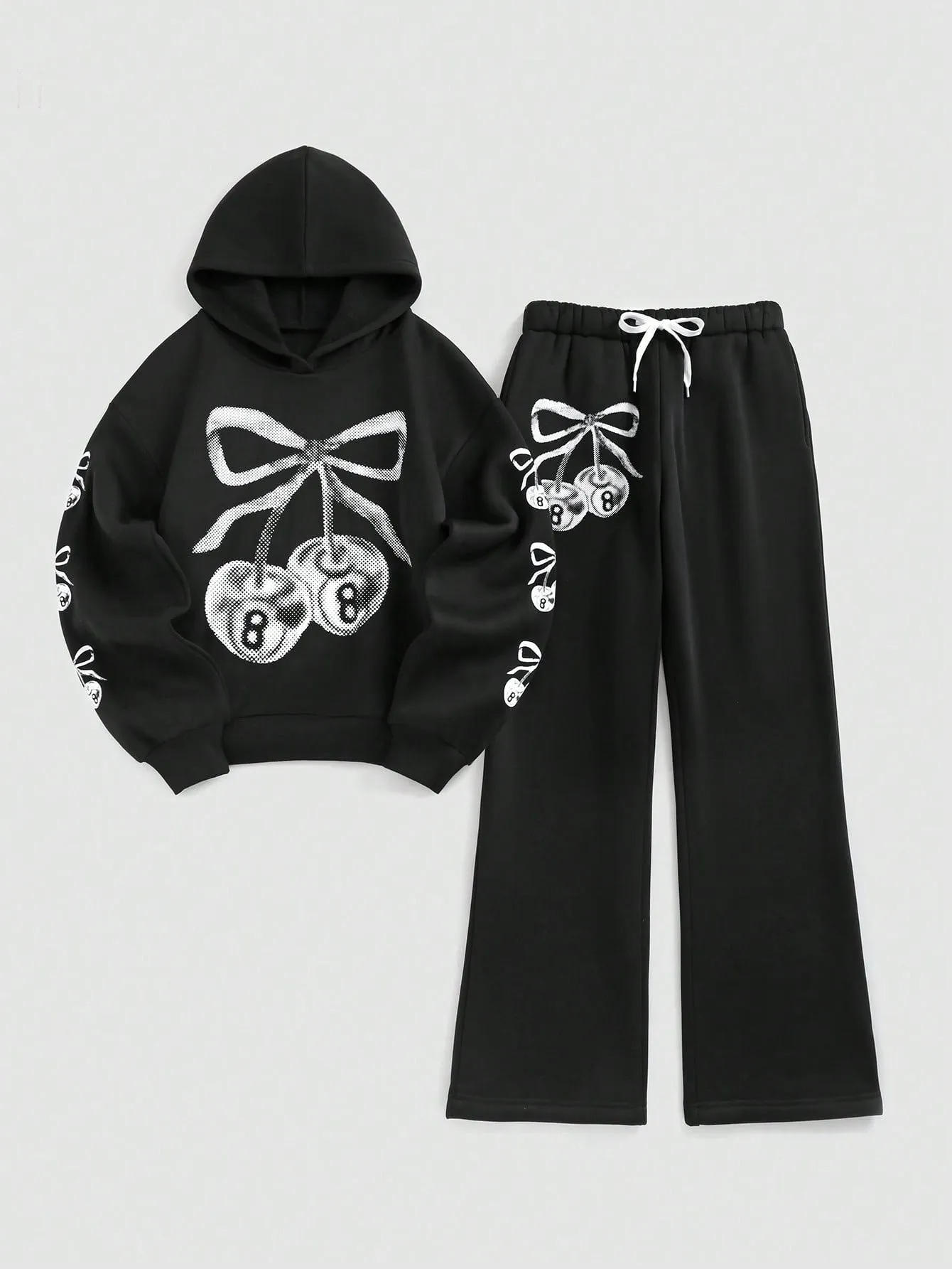 Women's Autumn Letter Star Printed Long Sleeve Hoodie And Pants 2pcs Casual Outfit