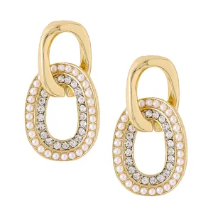 Yellow Chimes Earrings For Women Gold Tone Crystal Studded Connected Geometrical shape Dangling Drop Earrings For Women and Girls