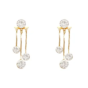 Yellow Chimes Earrings For Women Gold Tone Crystal Studded Tassel Clip On Stud Earrings For Women and Girls