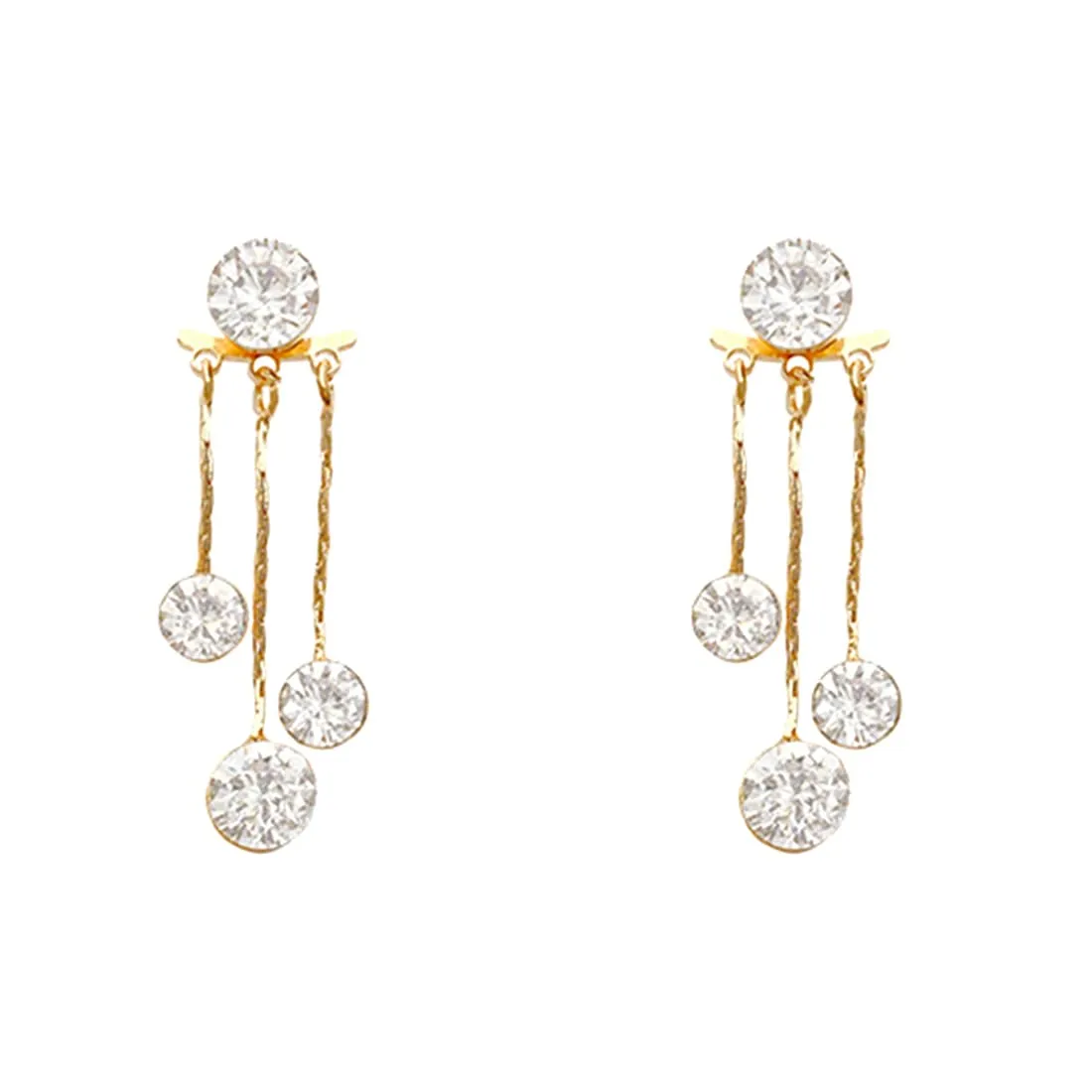 Yellow Chimes Earrings For Women Gold Tone Crystal Studded Tassel Clip On Stud Earrings For Women and Girls