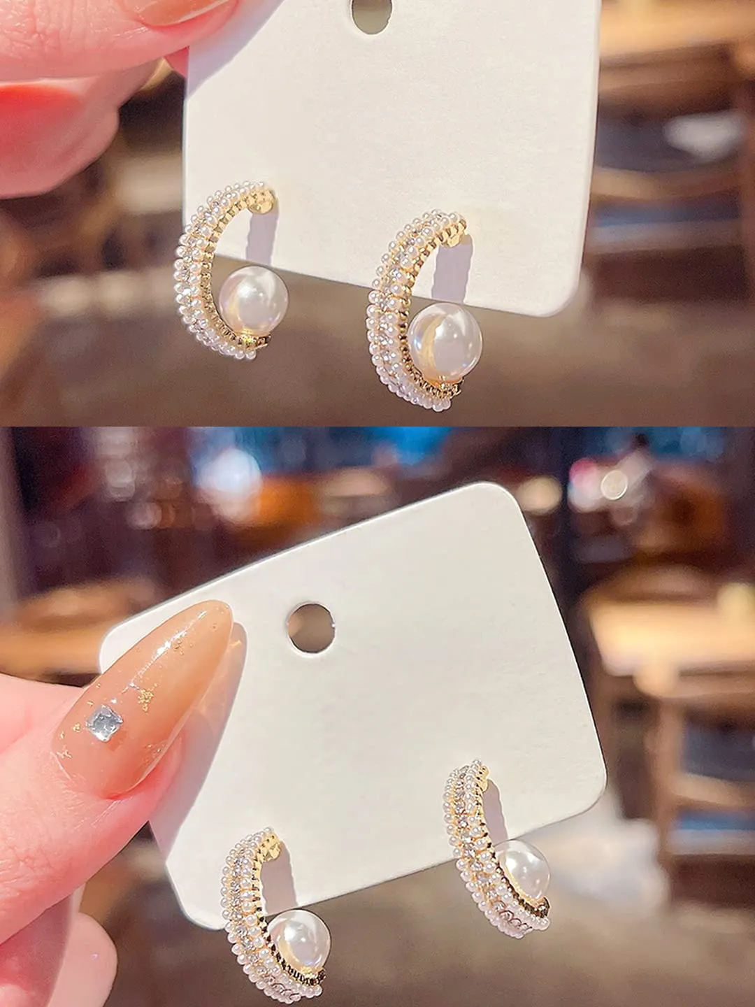 Yellow Chimes Earrings For Women Gold Tone Pearl and Crystal Studded Round Hoop Earrings For Women and Girls